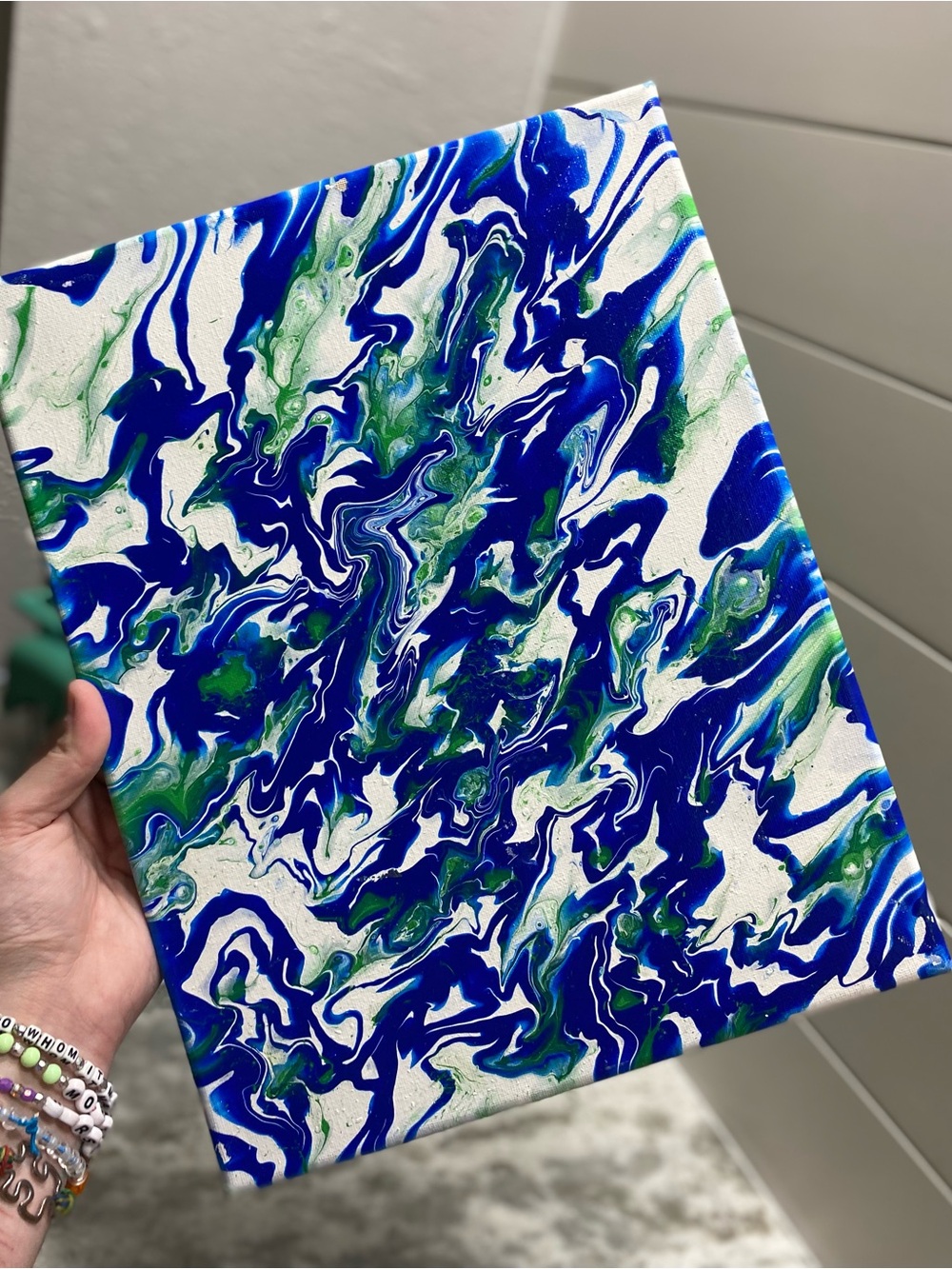 Abstract Blue and Green Canvas Art